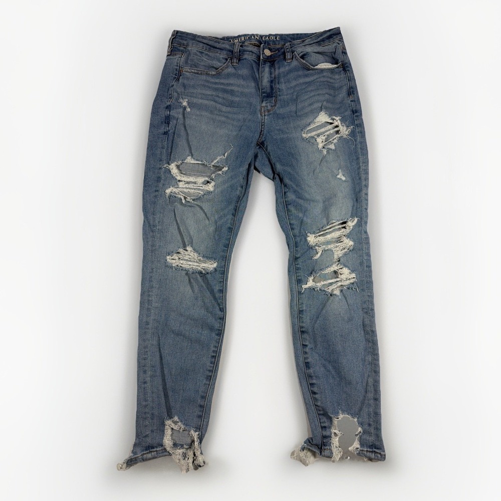 American Eagle Blue Denim Jeans Women's Size 6 Next Level Stretch Distressed